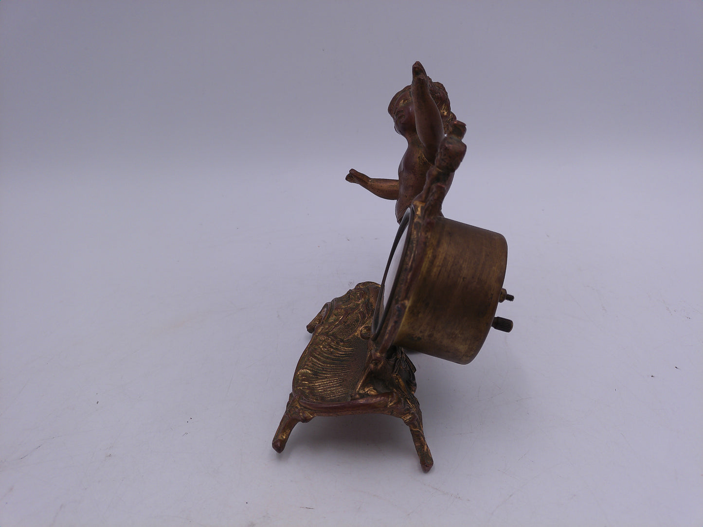 Bronze Gold Winding Clock New Haven Clock Company  Cherub Rococo Victorian Style