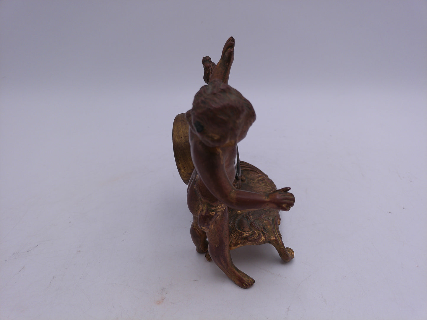 Bronze Gold Winding Clock New Haven Clock Company  Cherub Rococo Victorian Style