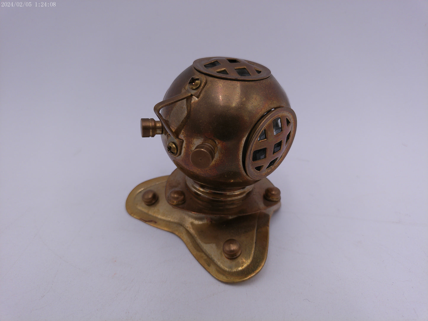 Vintage Miniature Brass Desktop Diving Helmet