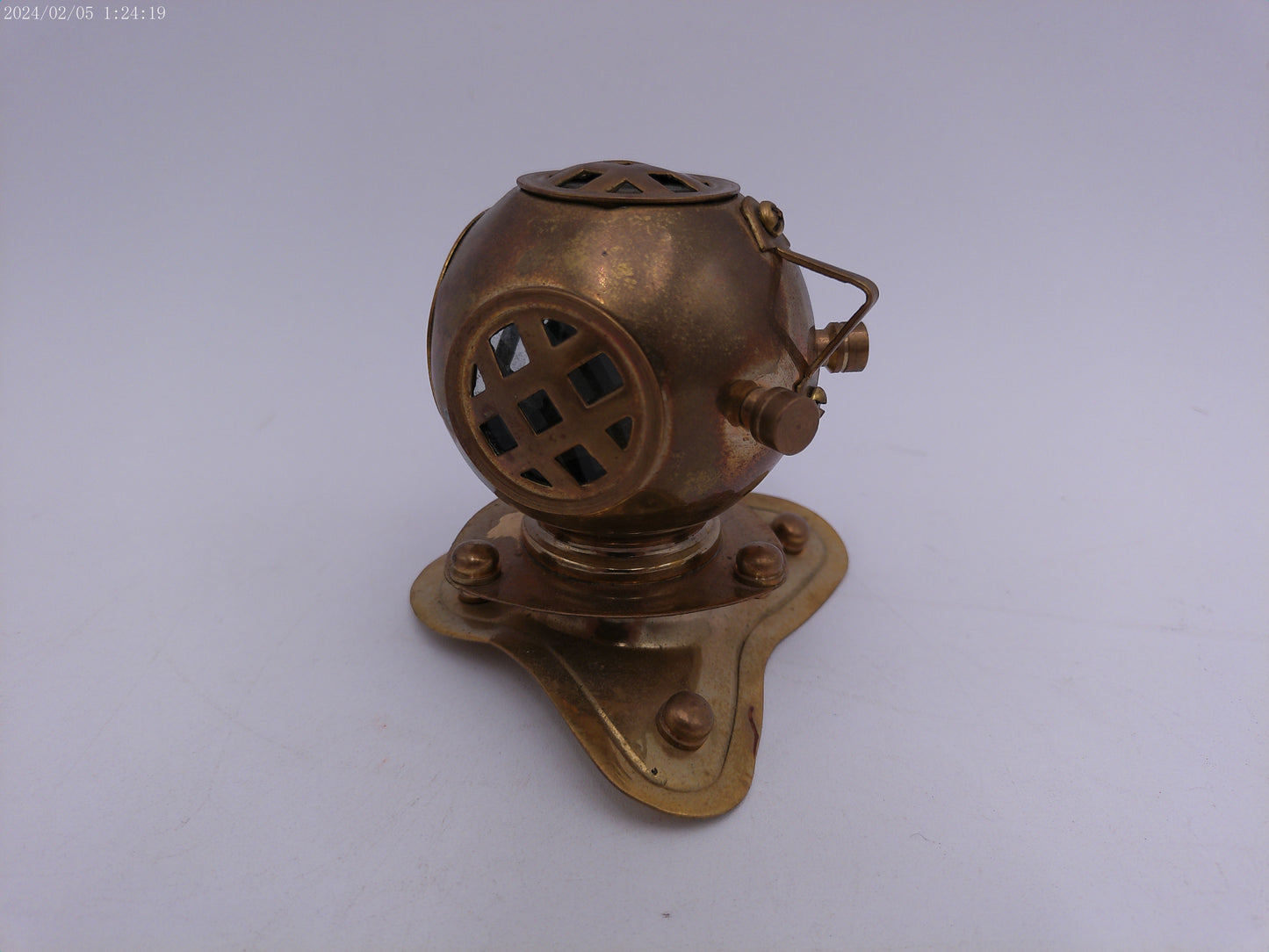 Vintage Miniature Brass Desktop Diving Helmet