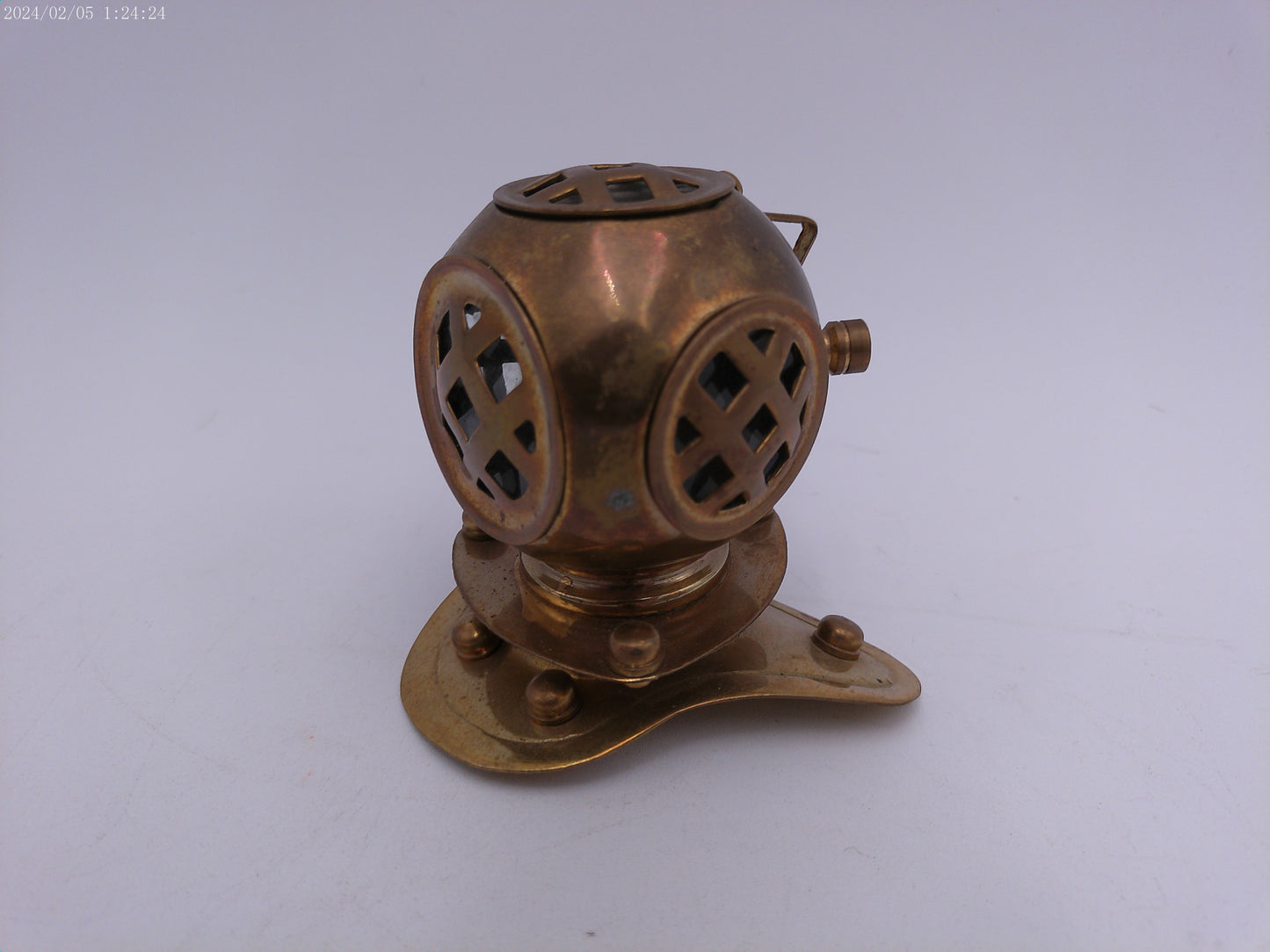 Vintage Miniature Brass Desktop Diving Helmet