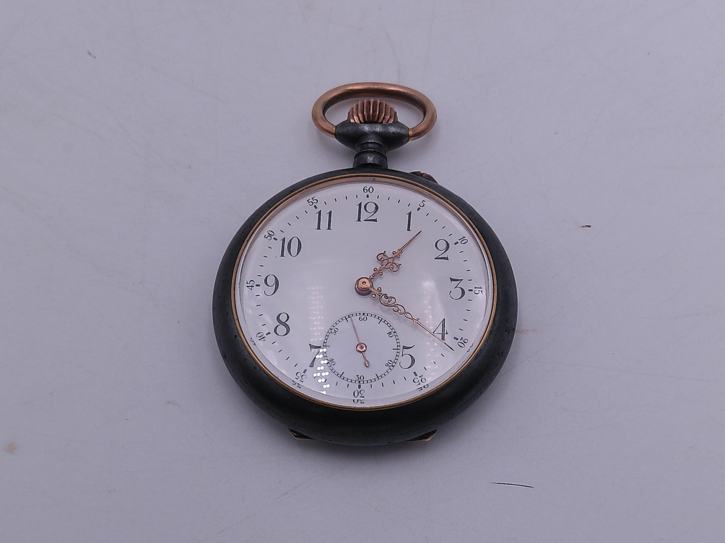 Swiss  Pocket Watch  Gun Metal super Rare,  Professionally Serviced and Cleaned