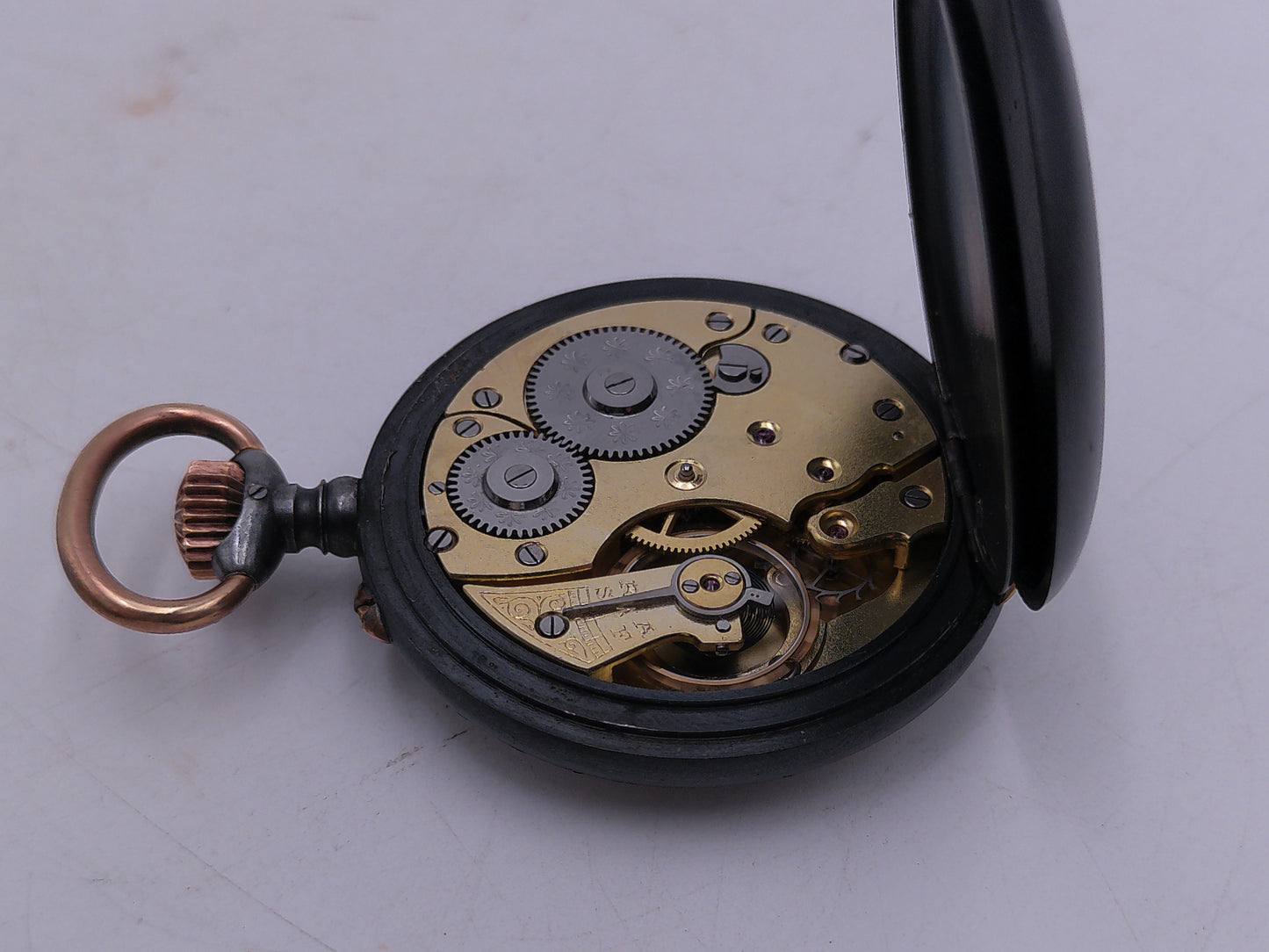 Swiss  Pocket Watch  Gun Metal super Rare,  Professionally Serviced and Cleaned