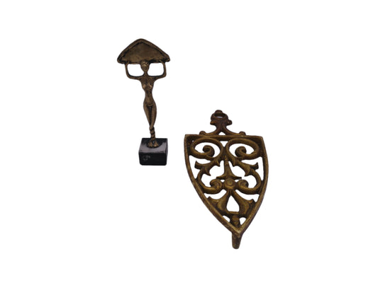 Etruscan goddess Lasa bronze figurine Iron Press Stand Holder, Acanthus Leaves