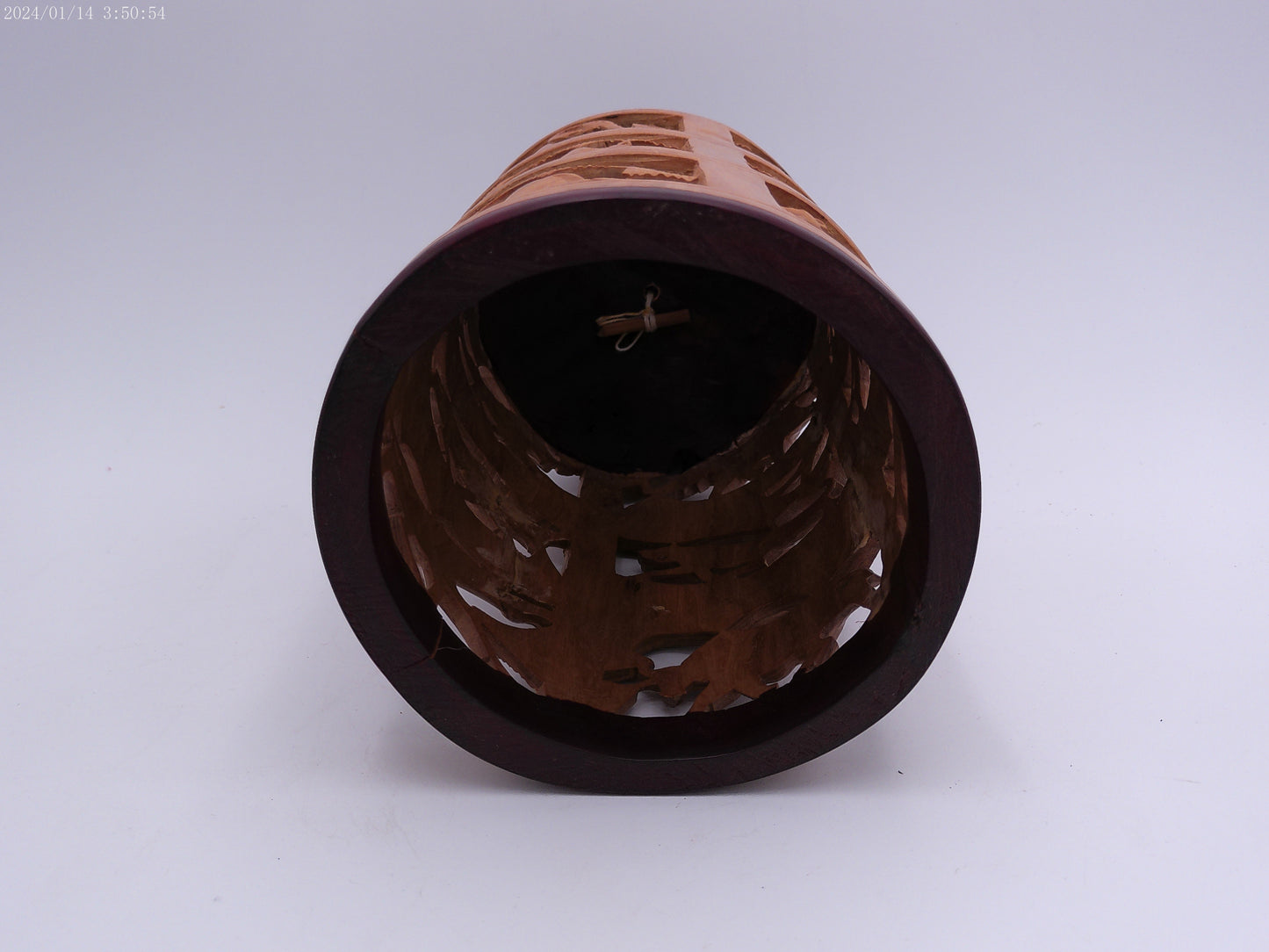 Decorative Hand Carved Wood African Cylinder