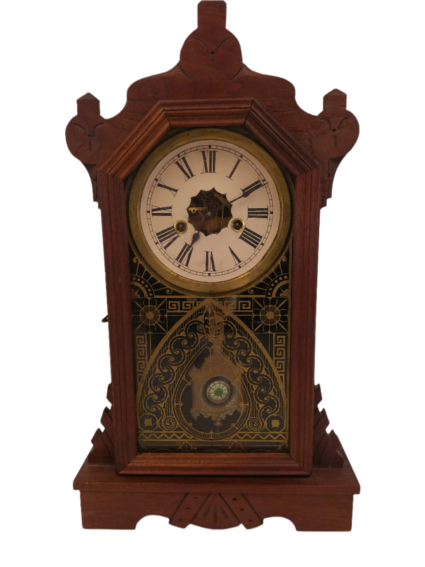 Ansonia Walnut Kitchen Clock with key and pendulum Working Vintage