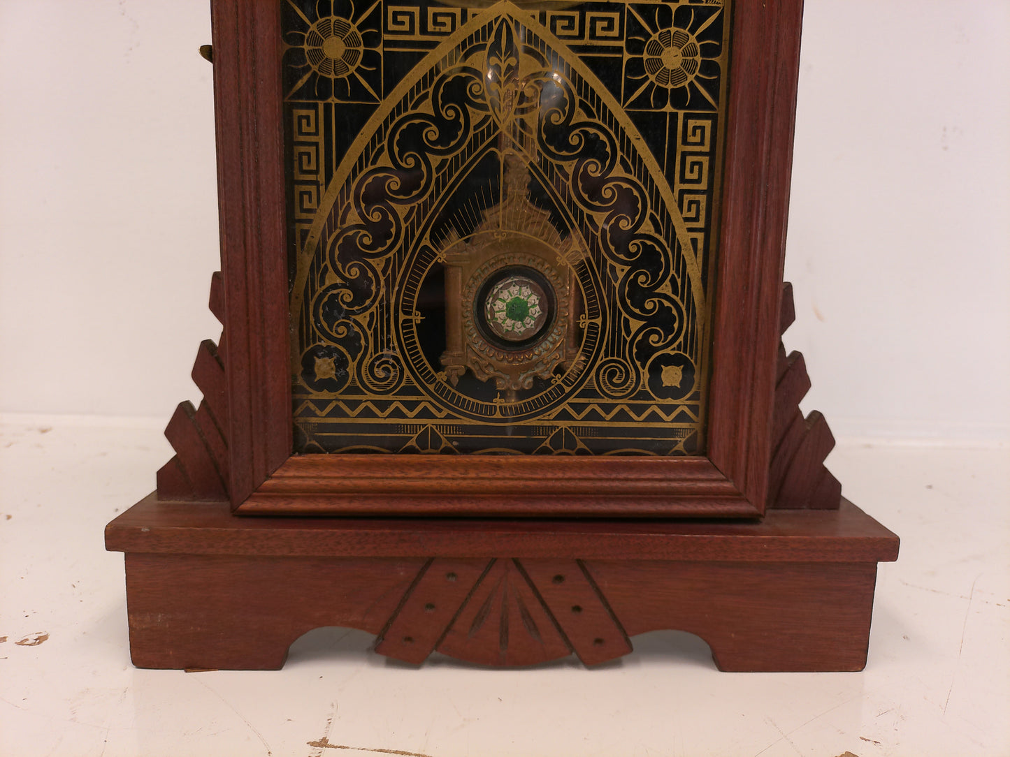 Ansonia Walnut Kitchen Clock with key and pendulum Working Vintage