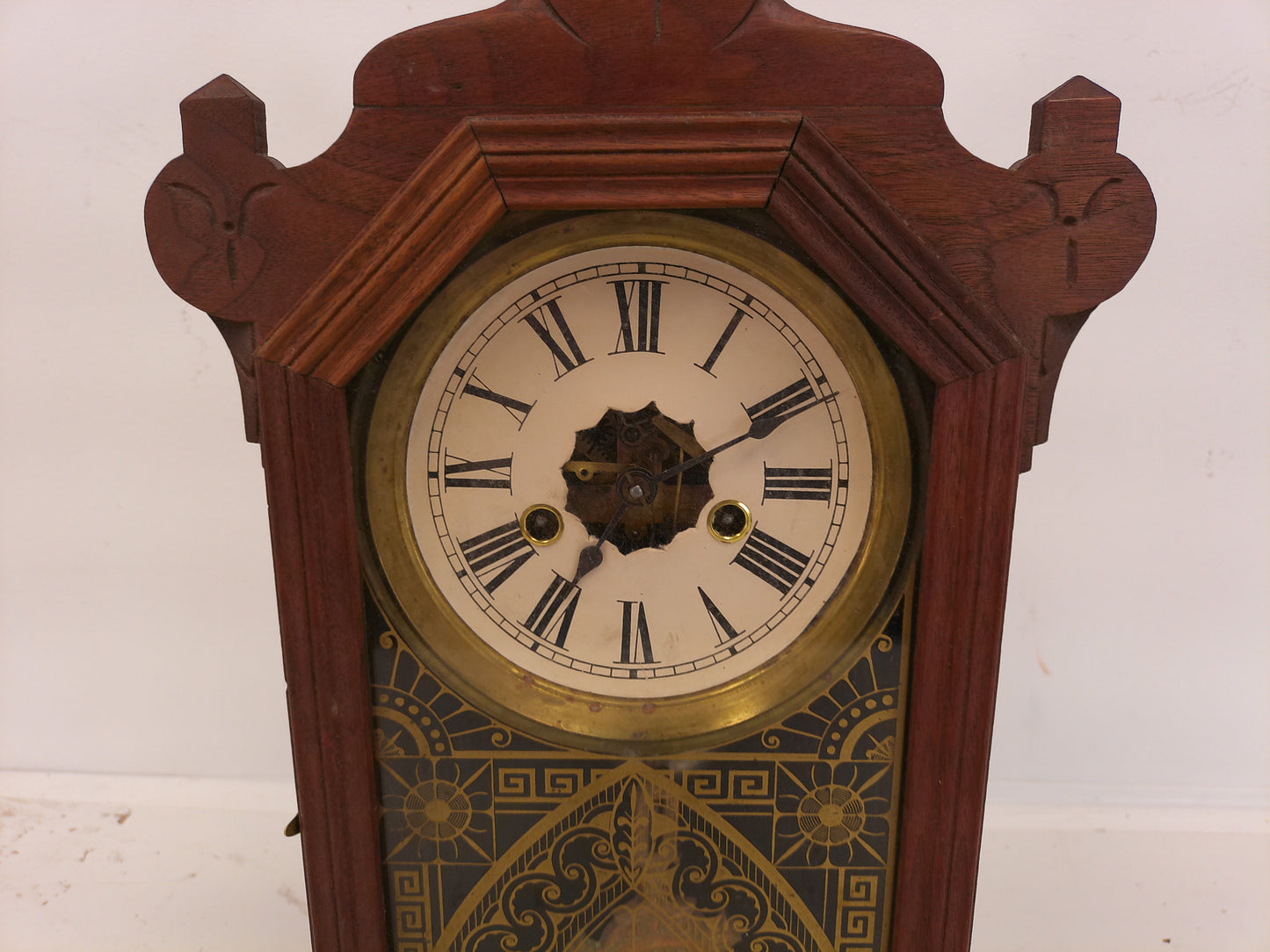 Ansonia Walnut Kitchen Clock with key and pendulum Working Vintage