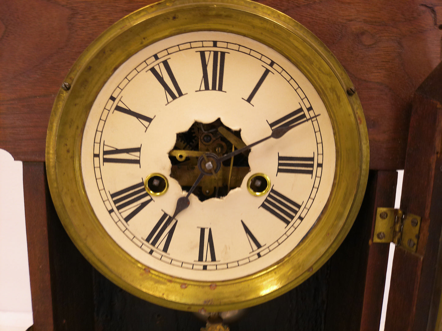 Ansonia Walnut Kitchen Clock with key and pendulum Working Vintage