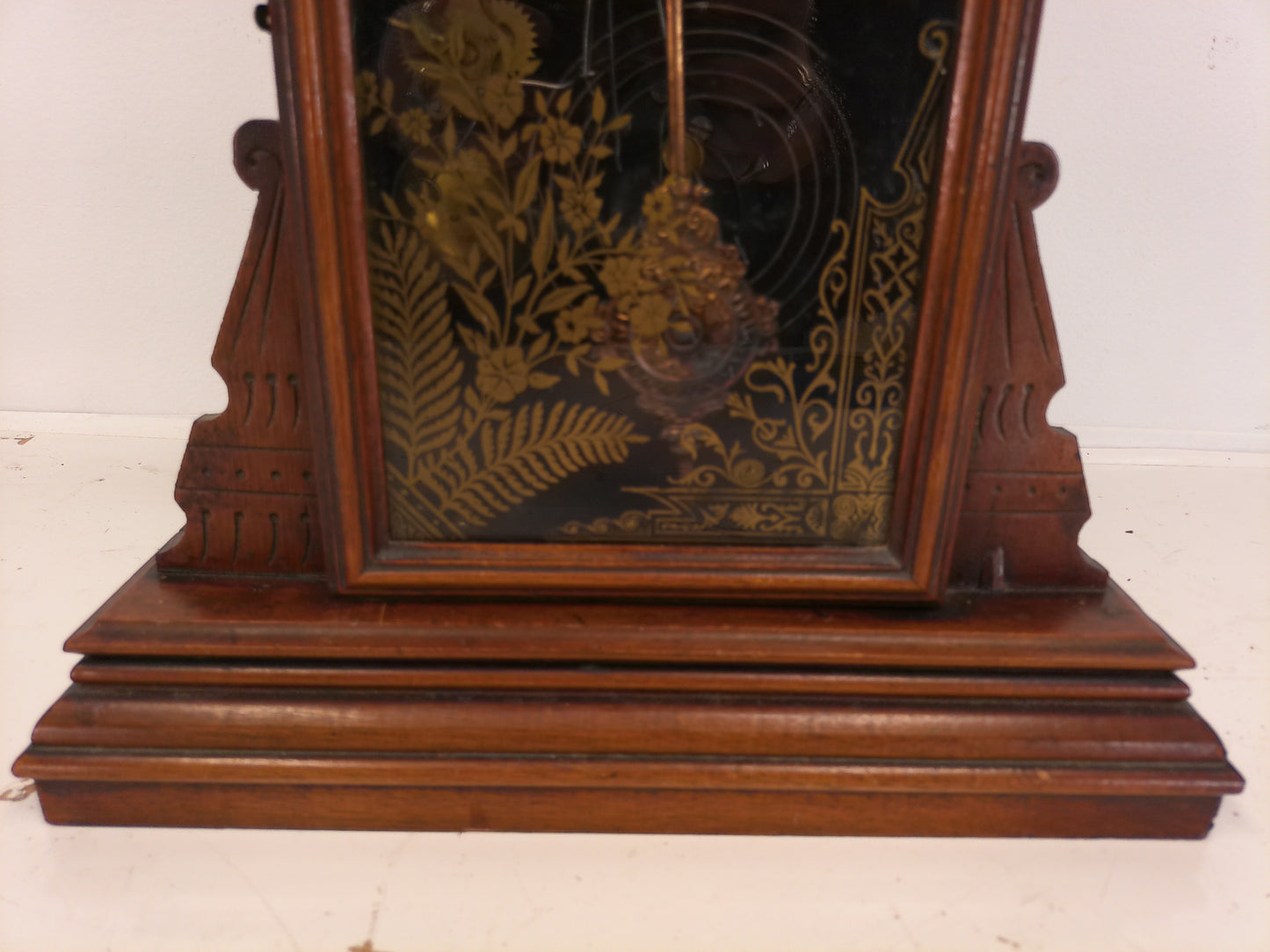 E N Welch 1900's Wood Mantle Clock Comes With Brass Key Works
