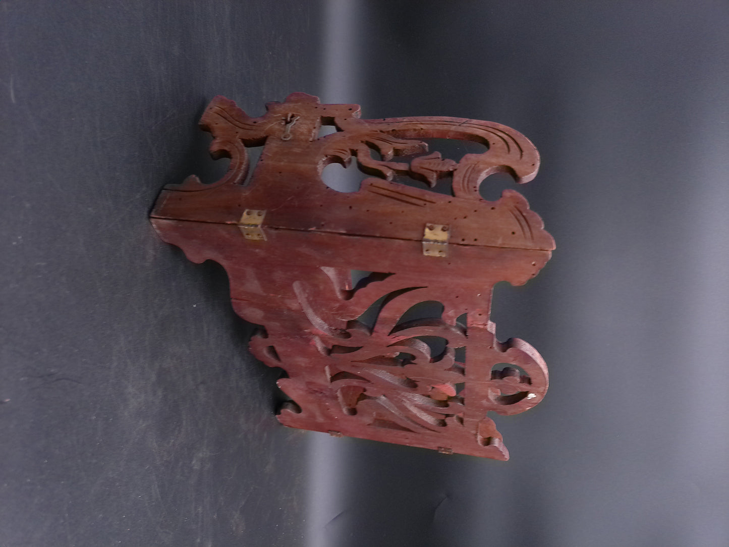 Small Display Folding Stained Wood Travel Bench Shelf Vintage