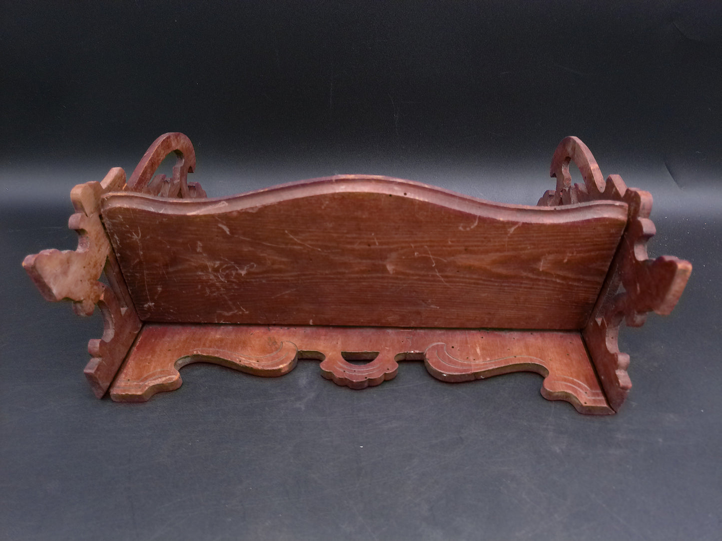 Small Display Folding Stained Wood Travel Bench Shelf Vintage