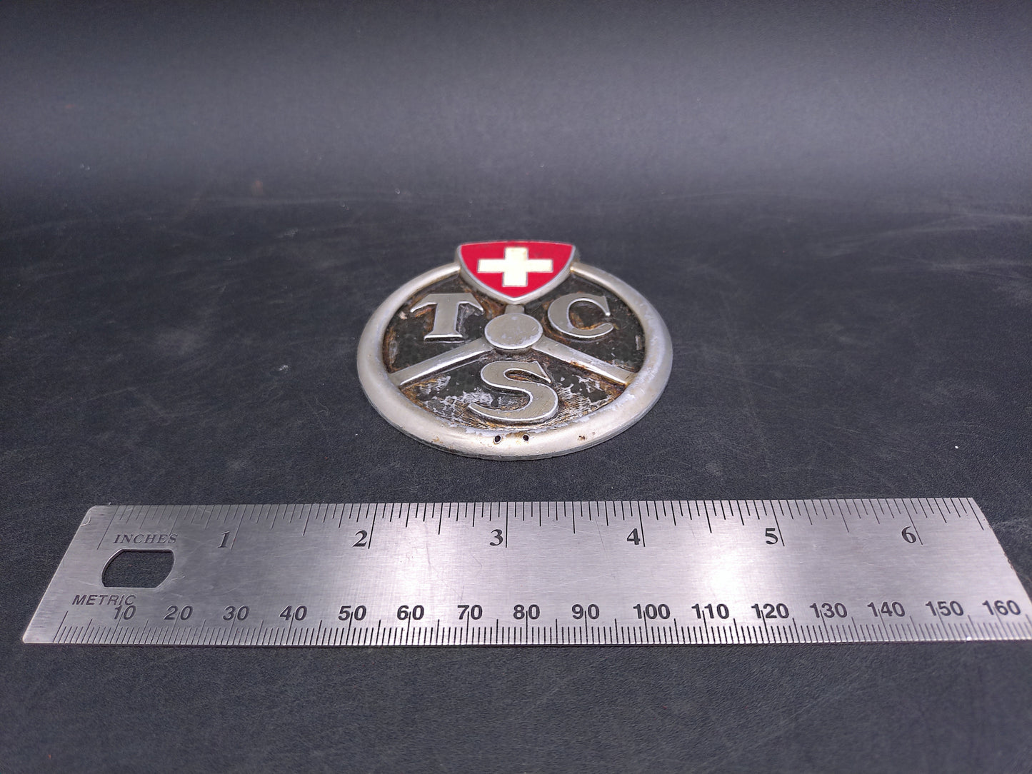 TCS Switzerland Touring Car Club Grille Badge Vintage