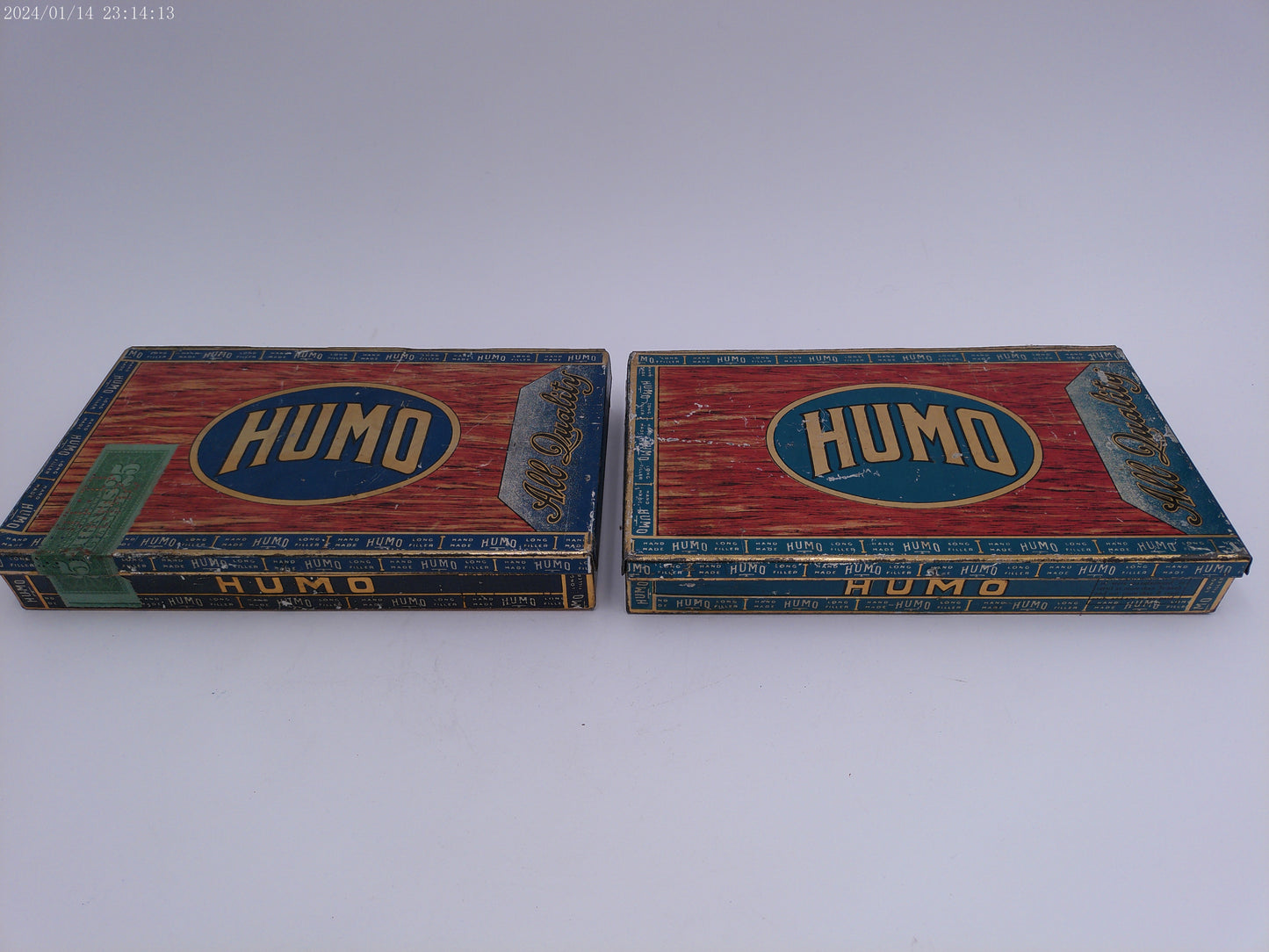 Antique Humo Tobacco Cigar Tin Lot of 2