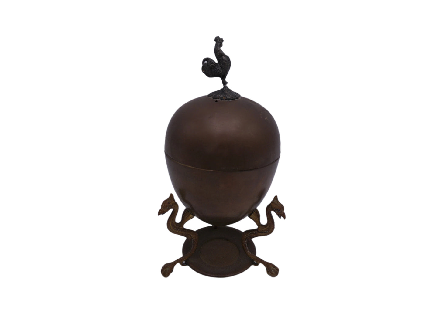 Antique Brass Egg Coddler Warmer Rooster Finial Germany W/Makers Mark 10.5" Tall