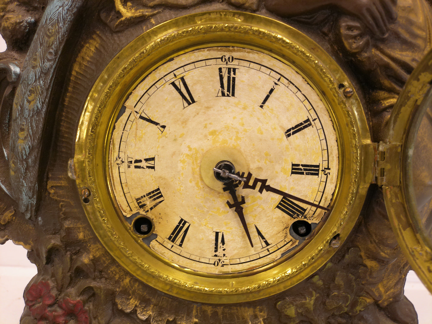Nicholas Muller & Sons "Lady Peacock No. 51" Cast Iron Mantel Clock 8 Day