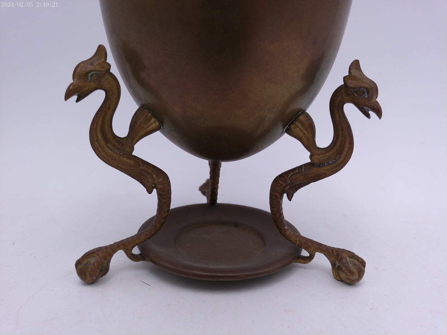 Antique Brass Egg Coddler Warmer Rooster Finial Germany W/Makers Mark 10.5" Tall