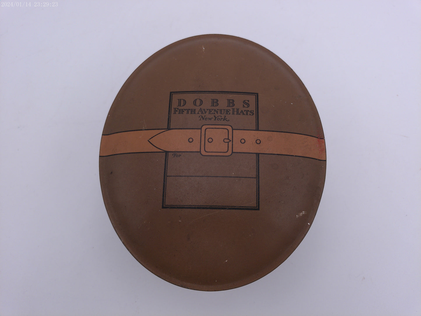 Vintage Victorian Tin Dobbs Fifth Avenue Hats Storage Powder Tin with Hat