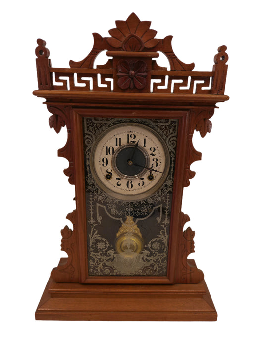 Eight Day Half Hour Strike Mantle Clock Beautiful Design Antique
