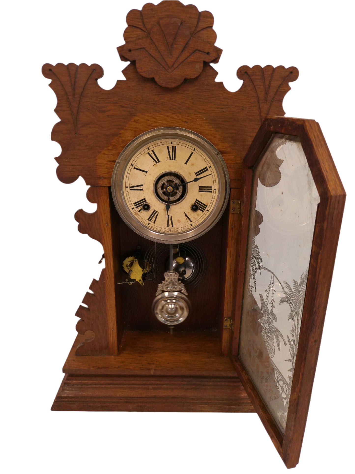Ansonia Clock Co. Kitchen Mantel Clock with Alarm 8-Day TimeStrike Antique