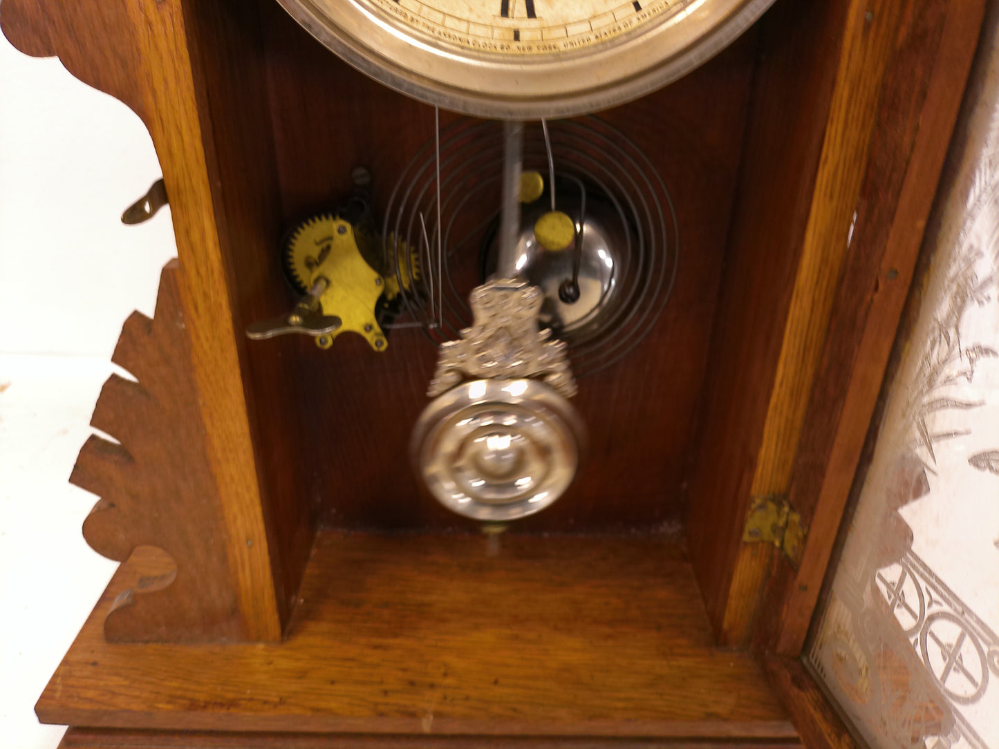 Ansonia Clock Co. Kitchen Mantel Clock with Alarm 8-Day TimeStrike Antique