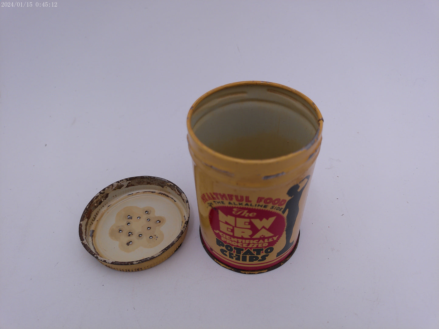 Vintage The New Era Scientifically Processed Potato Chip Tin