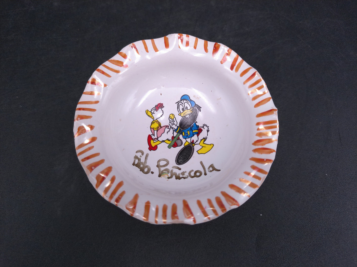 Disney Donald and Daffy Duck Bowl Signed by Rob Vintage