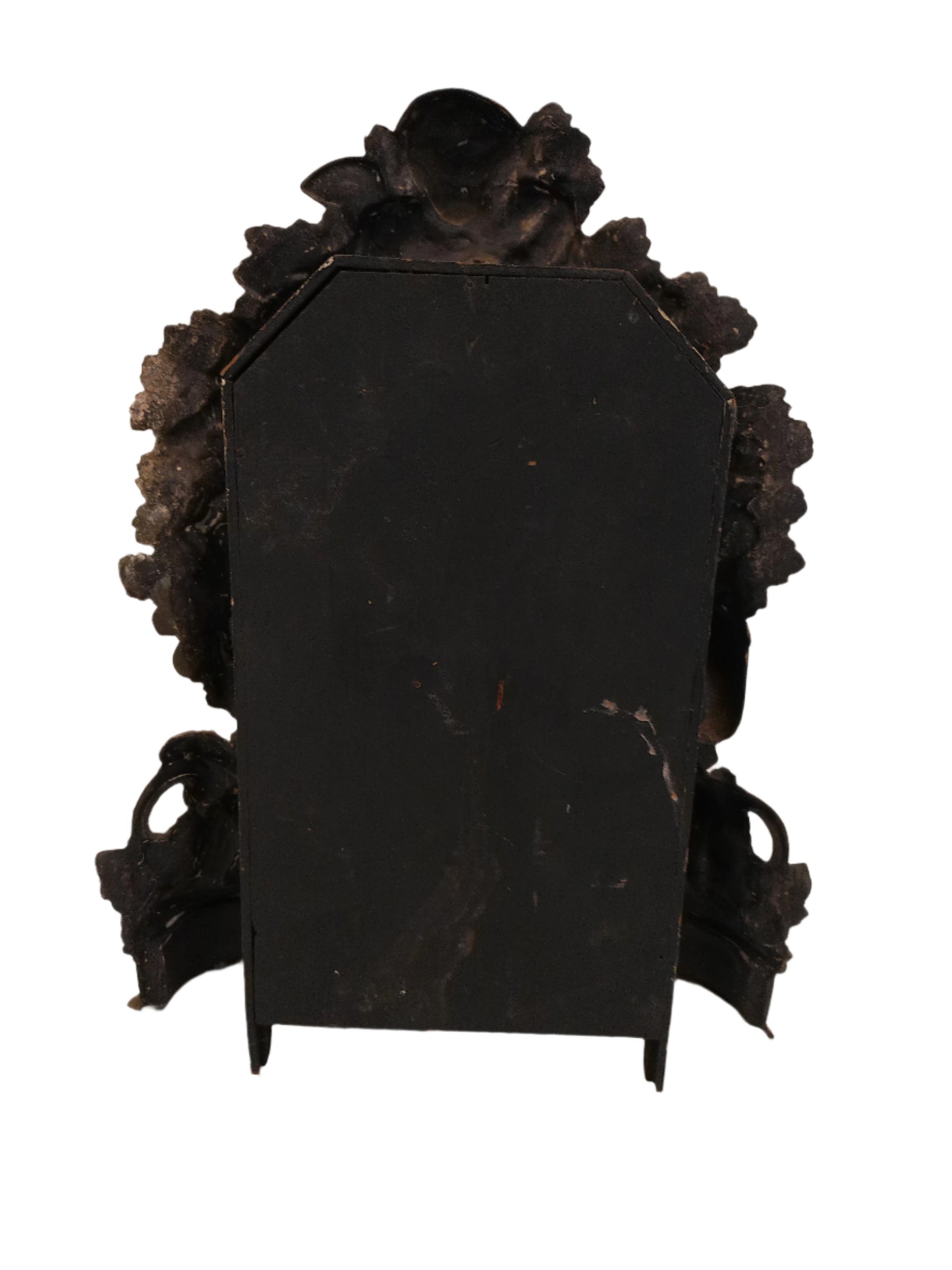 American gilt Cast Iron and Wood Figural Mantel Clock Antique
