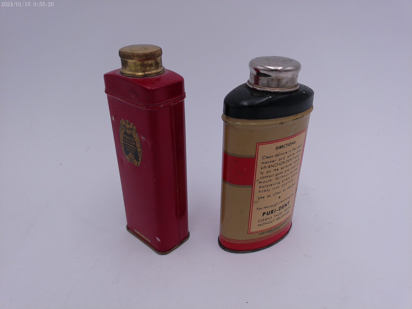 Vintage Mavis Talcum Powder Tin Can snd Rare Anchor Dent