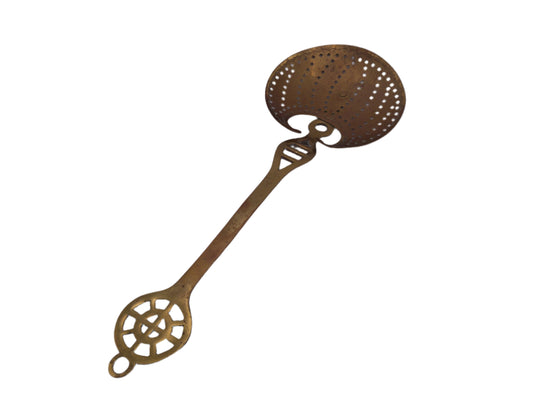 hammered Brass Slotted Skimmer Wall Hanging Vintage  Fireplace Accessory