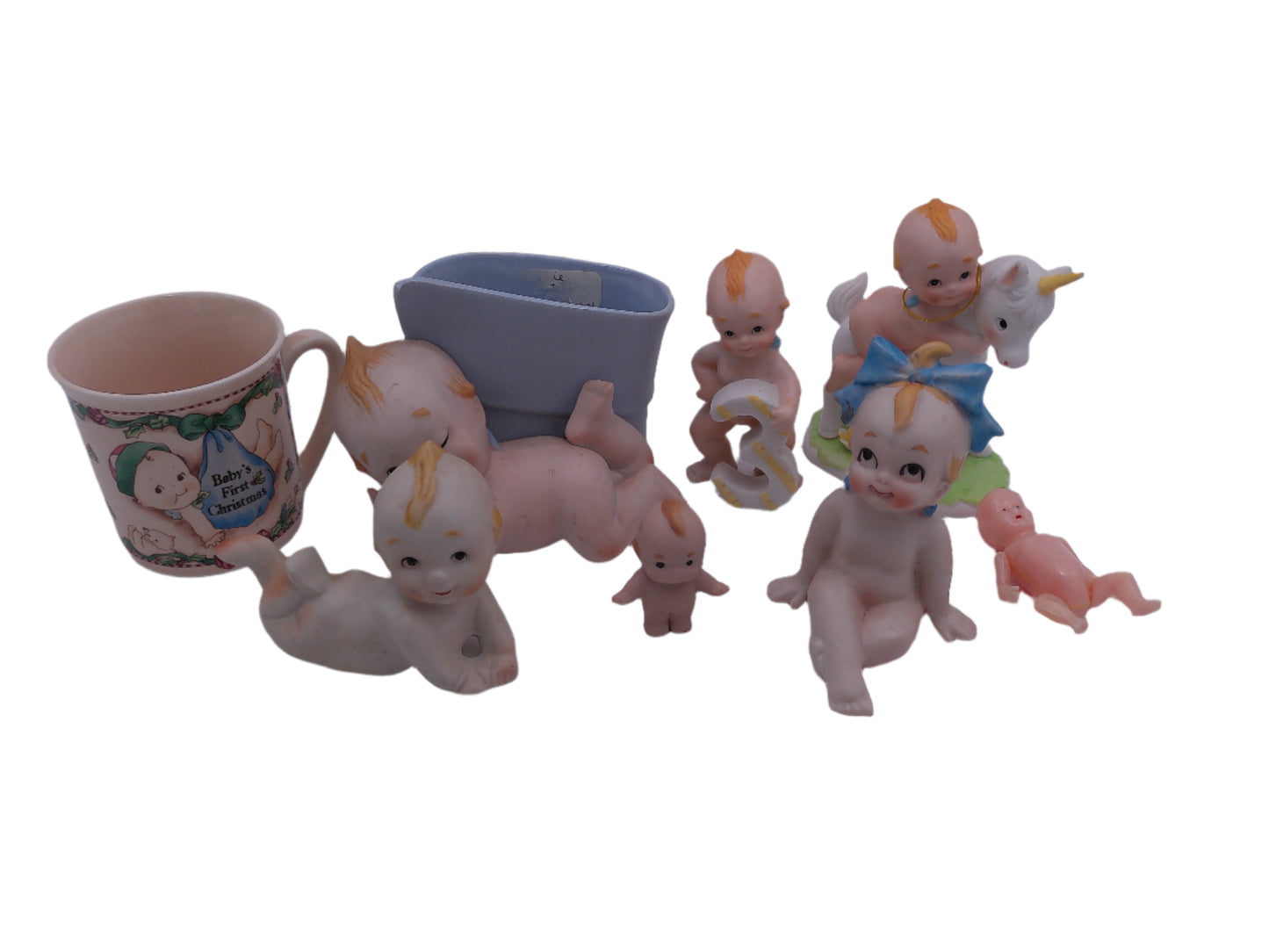 Kewpie  and other Figurines  lot of 8 items Unicorn Birthday number 3