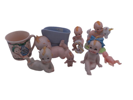 Kewpie  and other Figurines  lot of 8 items Unicorn Birthday number 3