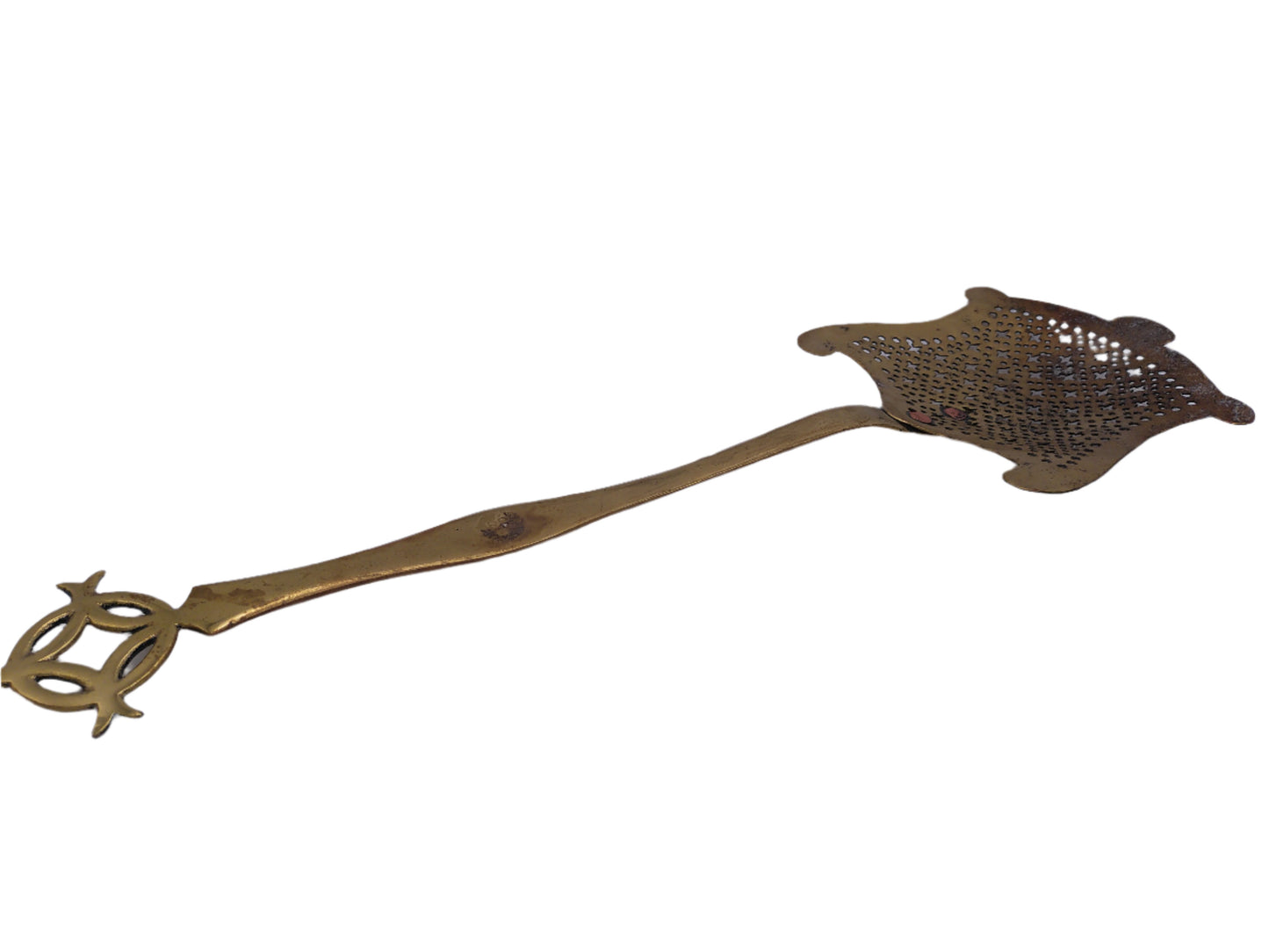 Antique 19th Century brass dairy cream skimmer spoon