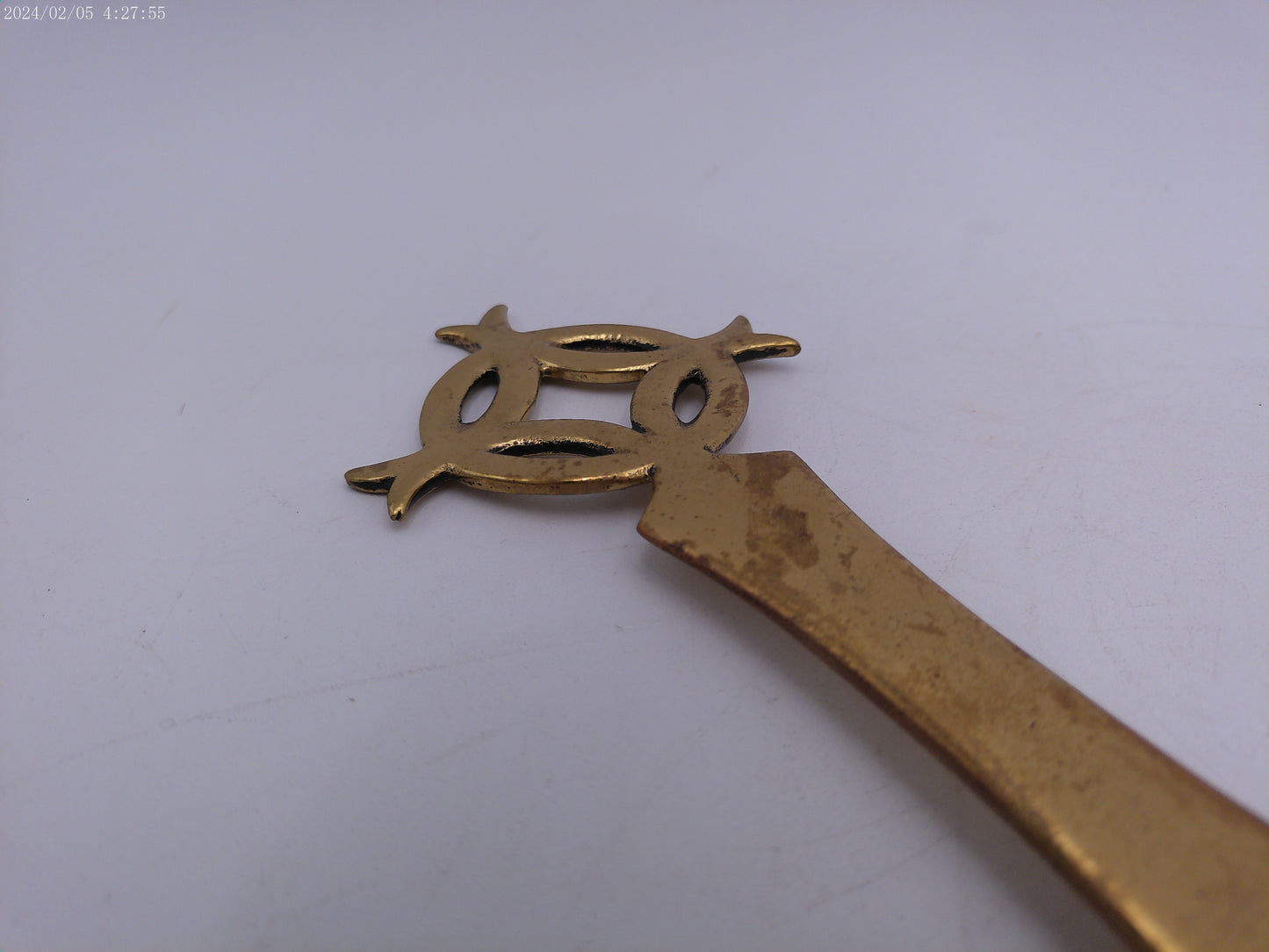 Antique 19th Century brass dairy cream skimmer spoon