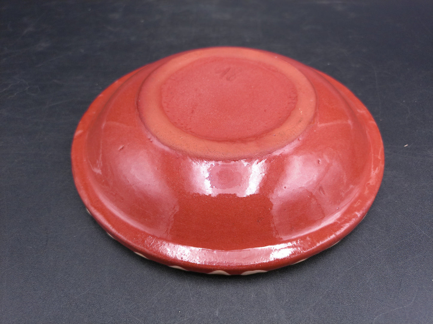 Traditional Hungary Clay Brown Floral Plate Spiral Design Folk Pottery