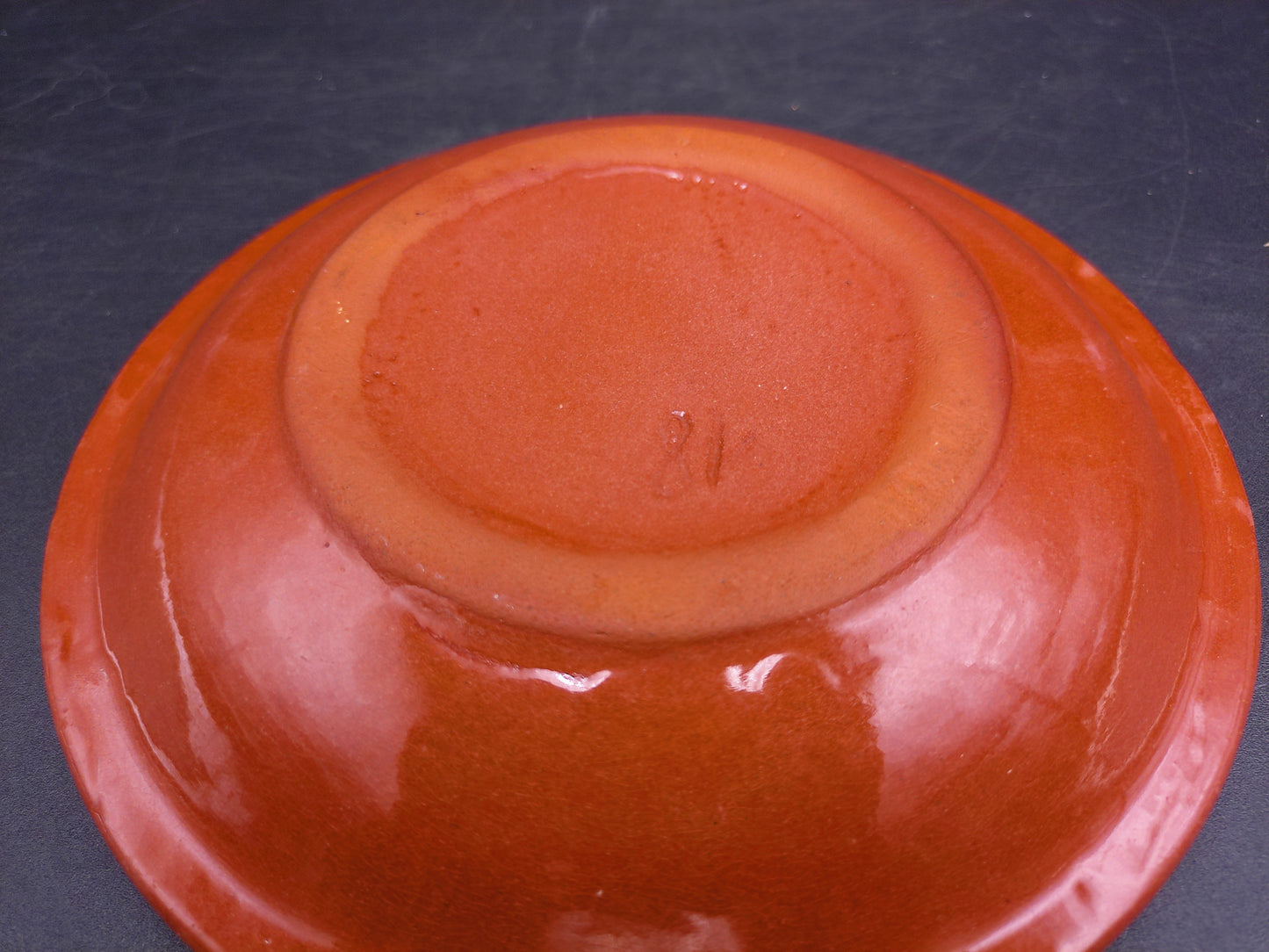 Traditional Hungary Clay Brown Floral Plate Spiral Design Folk Pottery