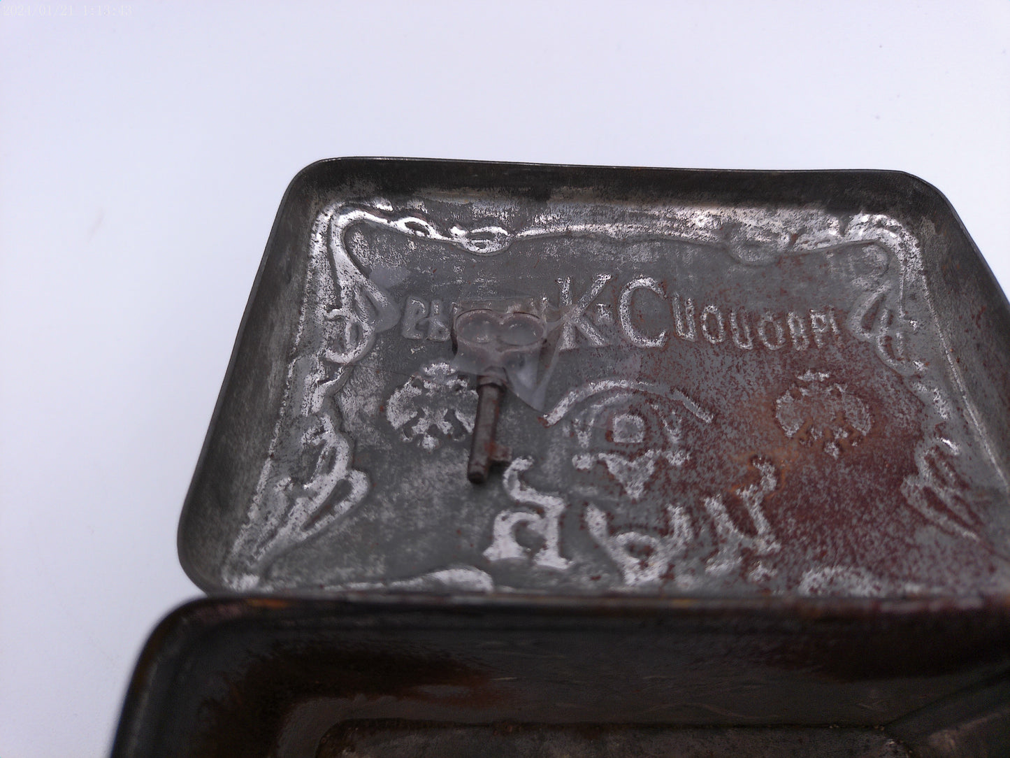 Antique ca. 1910 Russian Popov Brothers Tea Caddy Box hand painted TIN VINTAGE