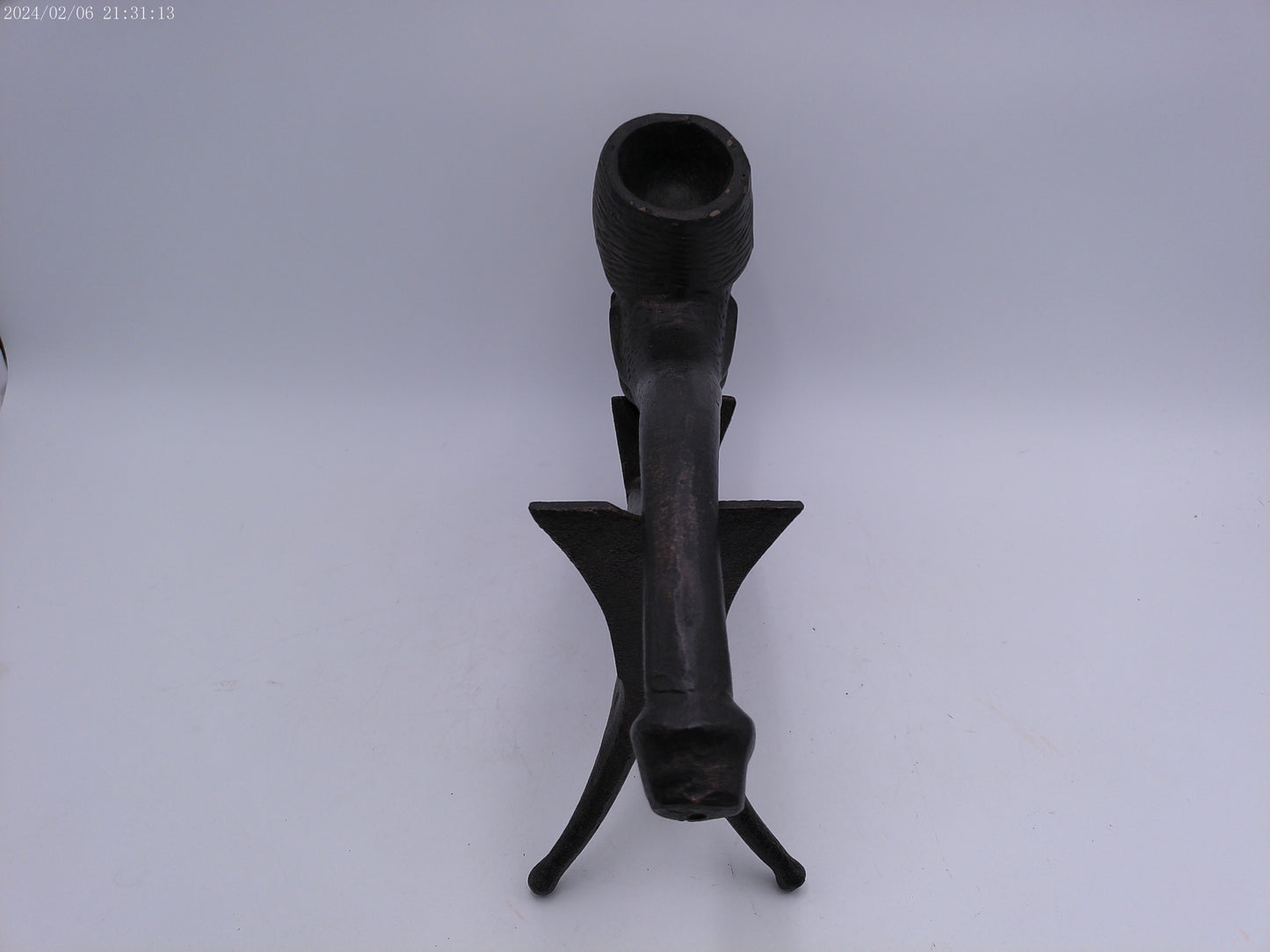 Large Cast Iron Smoking Pipe with Stand