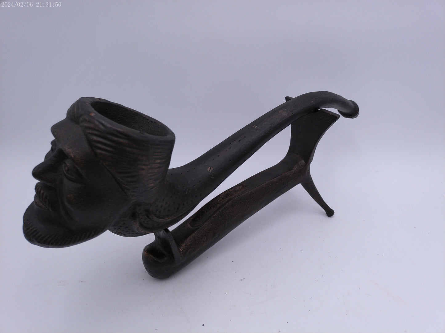 Large Cast Iron Smoking Pipe with Stand