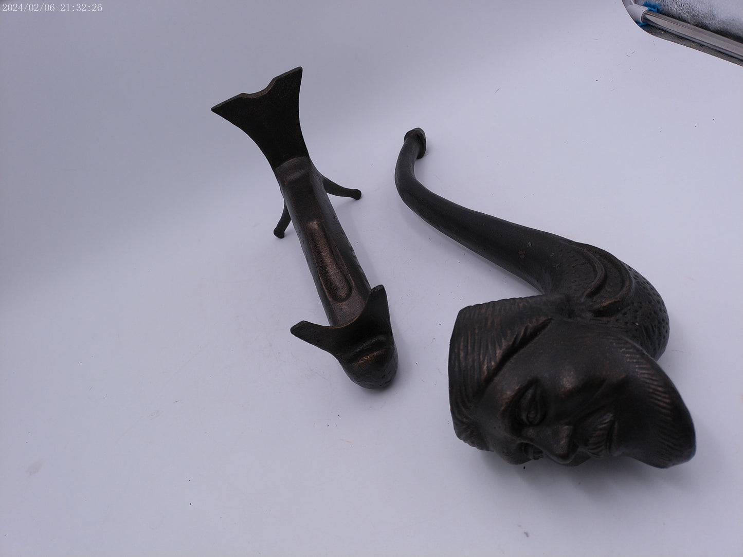 Large Cast Iron Smoking Pipe with Stand