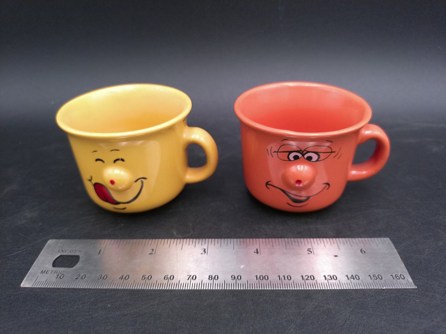 Funny Face Coffee Mugs Set of 2 Vintage