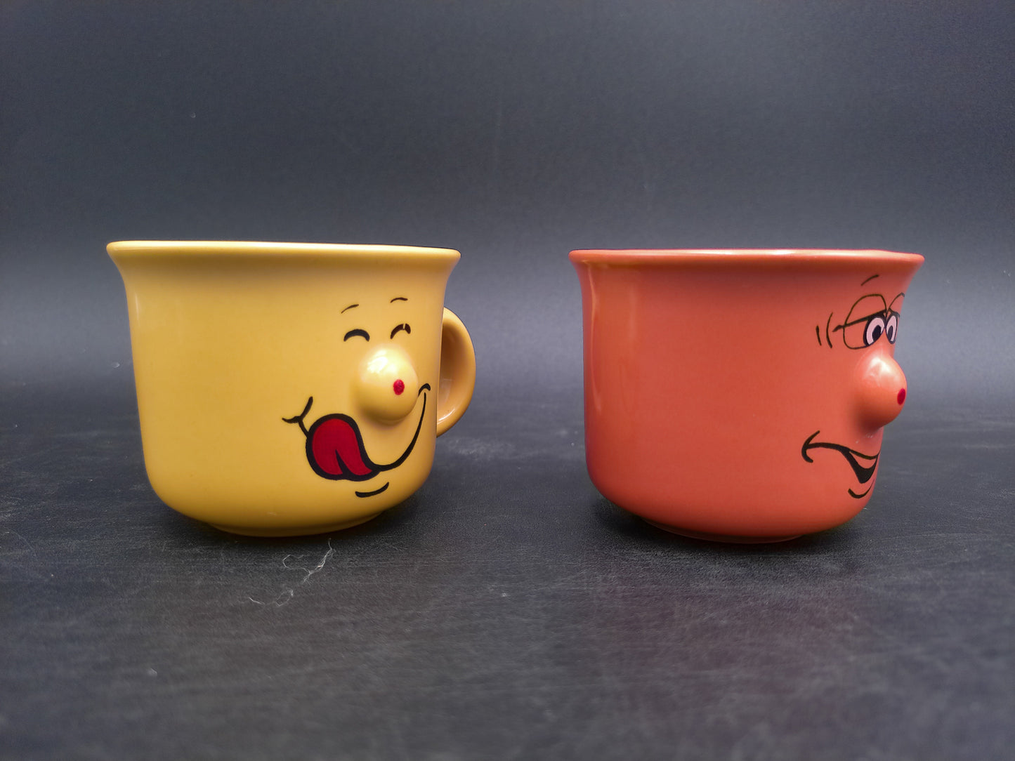 Funny Face Coffee Mugs Set of 2 Vintage