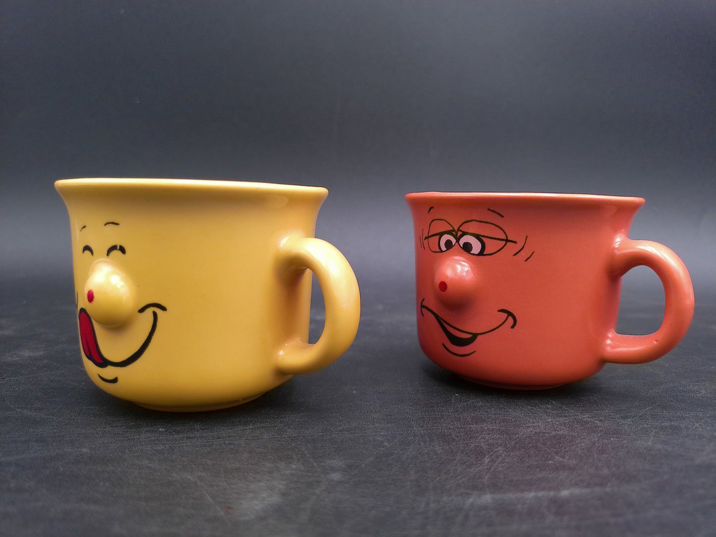 Funny Face Coffee Mugs Set of 2 Vintage