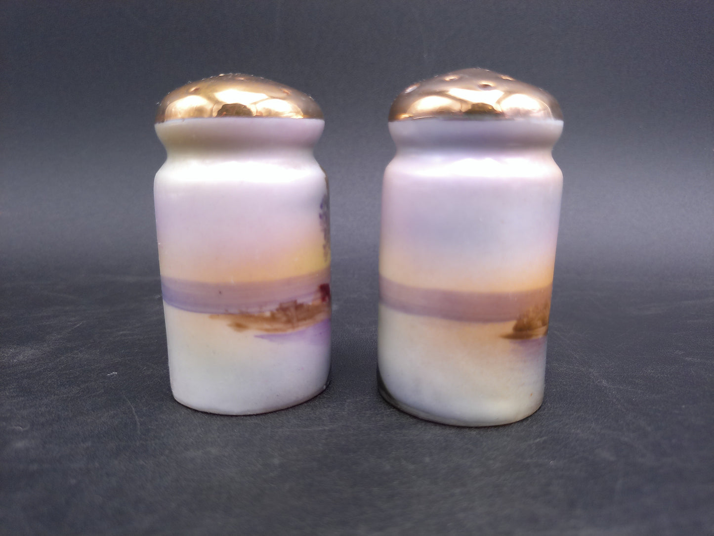 Bud Man Salt and Pepper Shakers River Tree Design Hand Painted