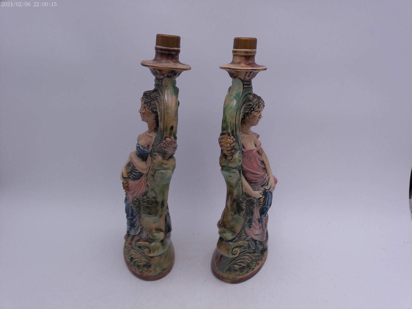 Pair Of ITALIAN Pottery Vintage Satute of a Lady Decanter Bottle