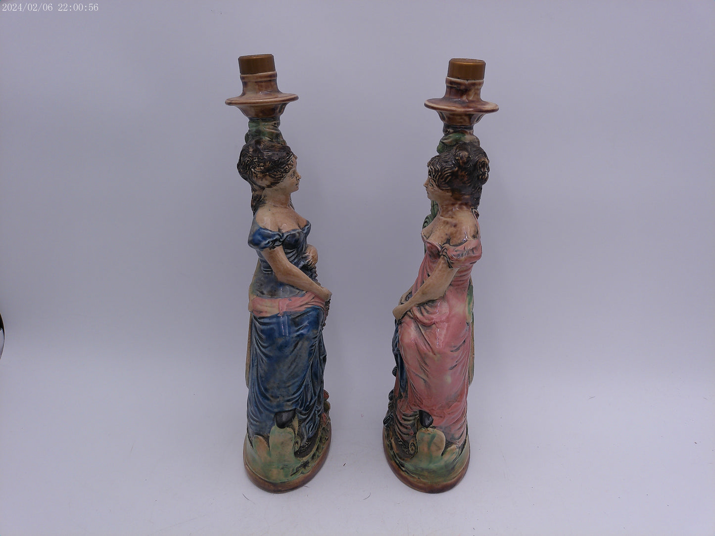 Pair Of ITALIAN Pottery Vintage Satute of a Lady Decanter Bottle