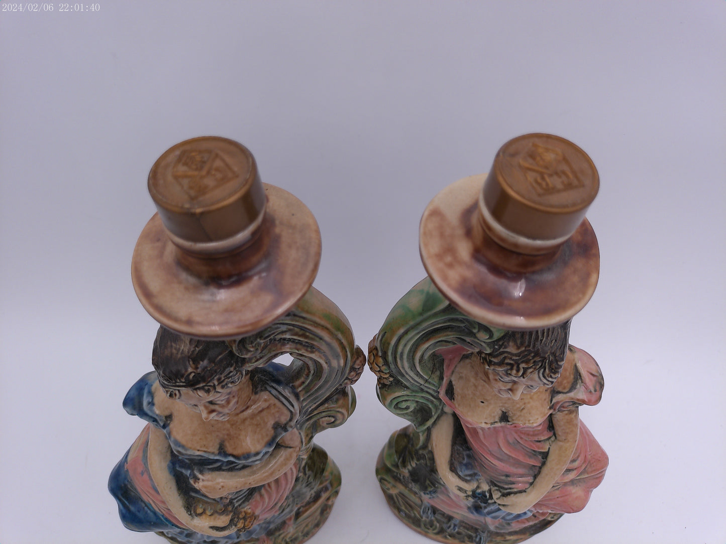 Pair Of ITALIAN Pottery Vintage Satute of a Lady Decanter Bottle
