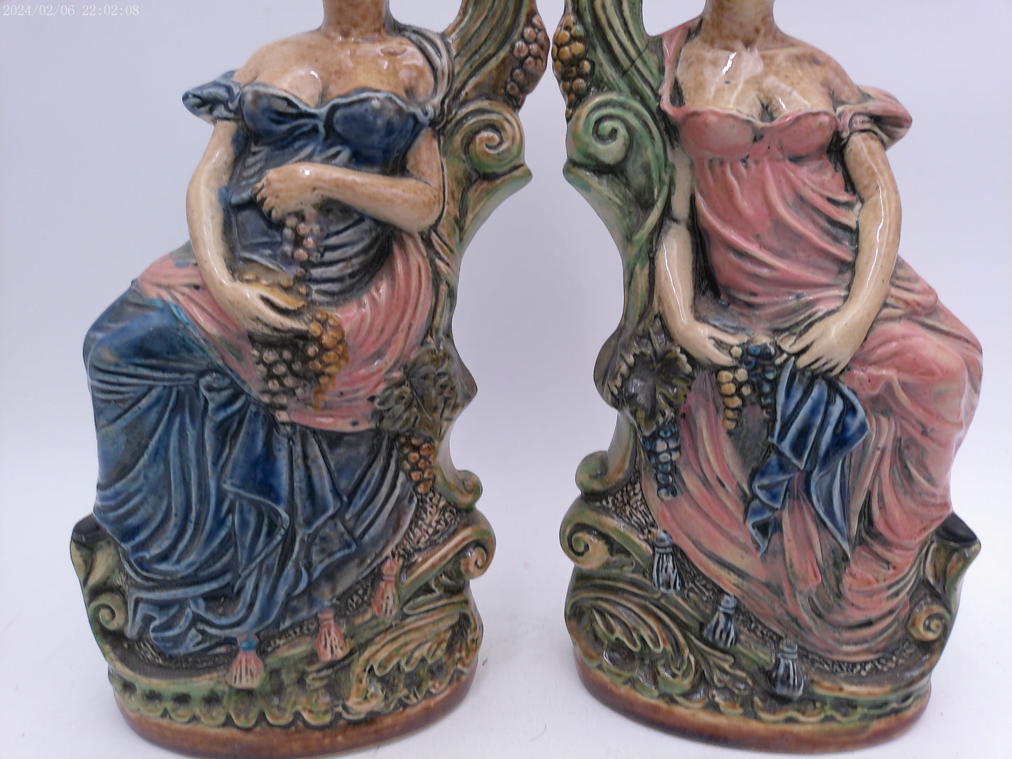 Pair Of ITALIAN Pottery Vintage Satute of a Lady Decanter Bottle