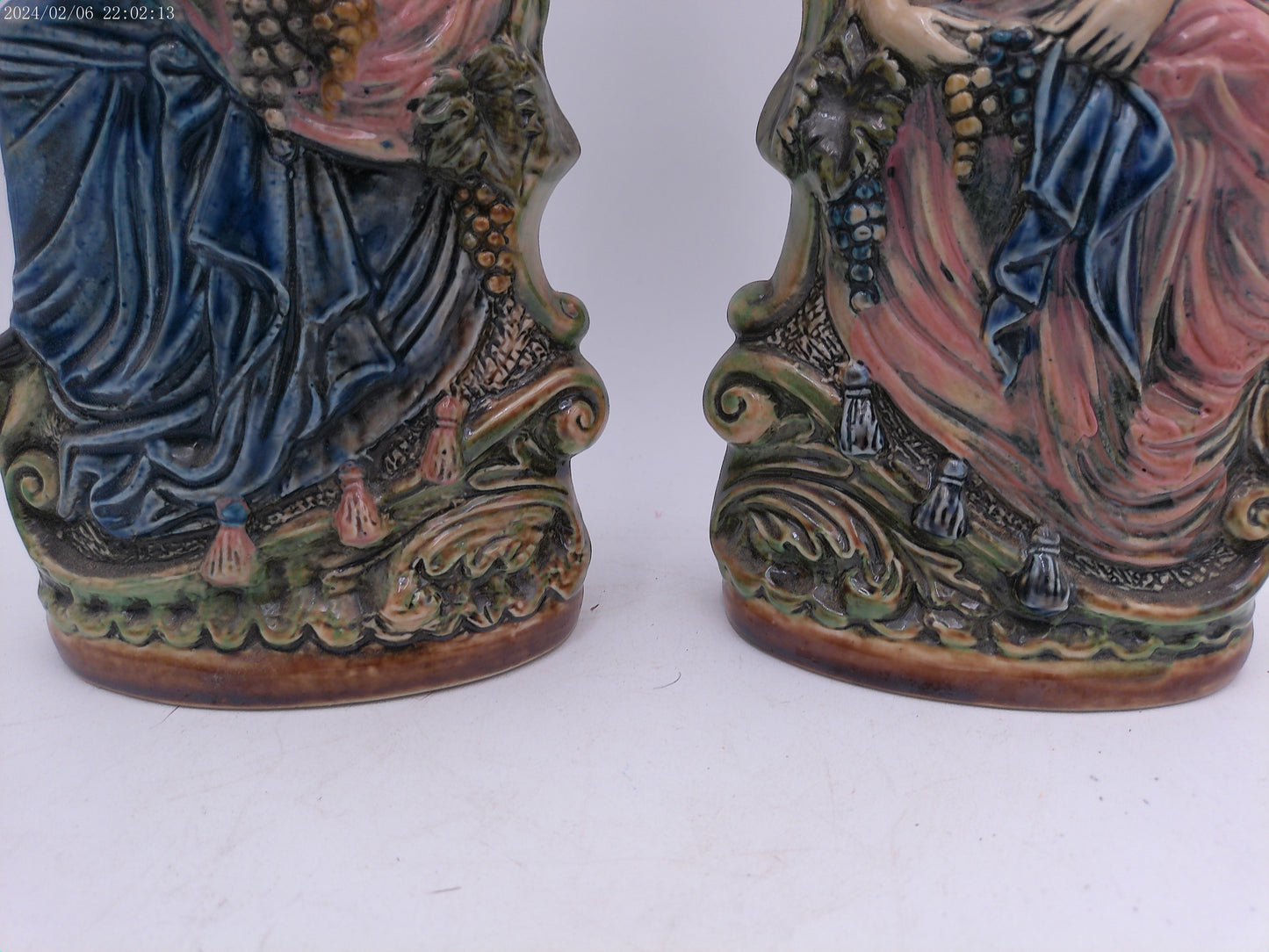 Pair Of ITALIAN Pottery Vintage Satute of a Lady Decanter Bottle