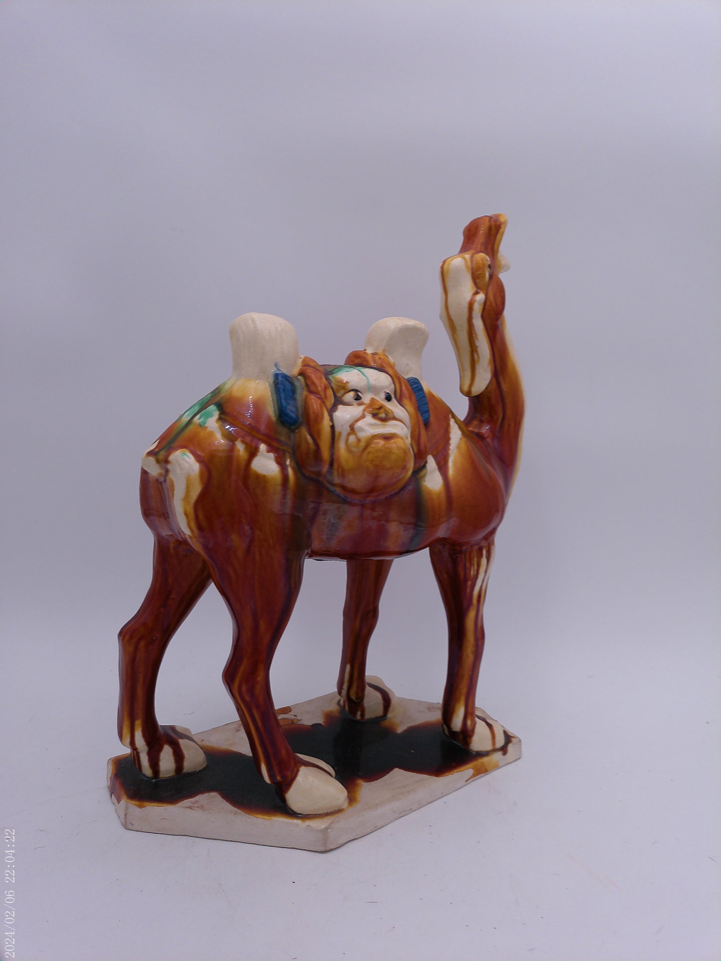 Camel Two Gargoyle Faces on Saddle with Fangs Marked Pottery Vintage